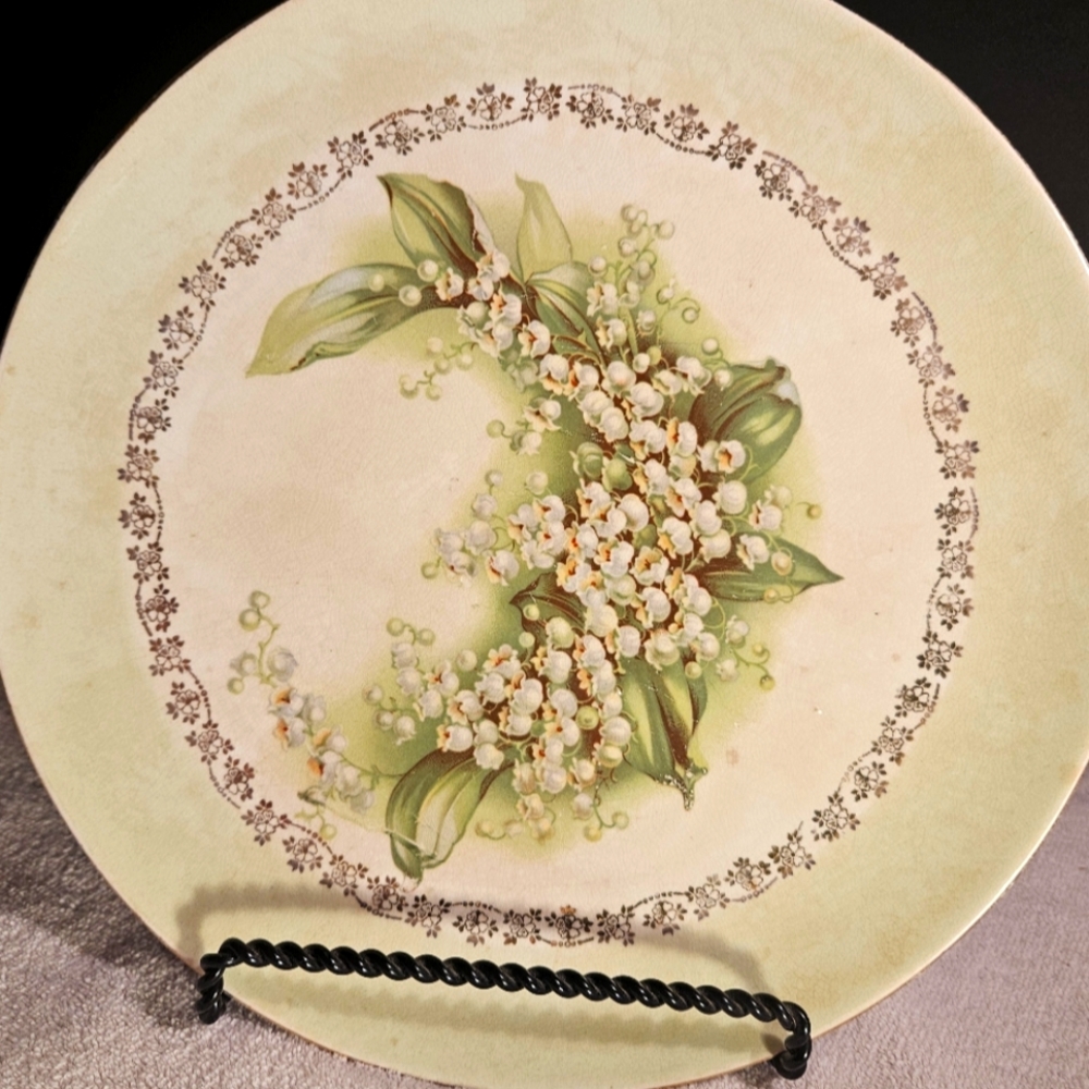 Vintage Dresden Porcelain China Plate  Hand Painted Lily Of The Valley
